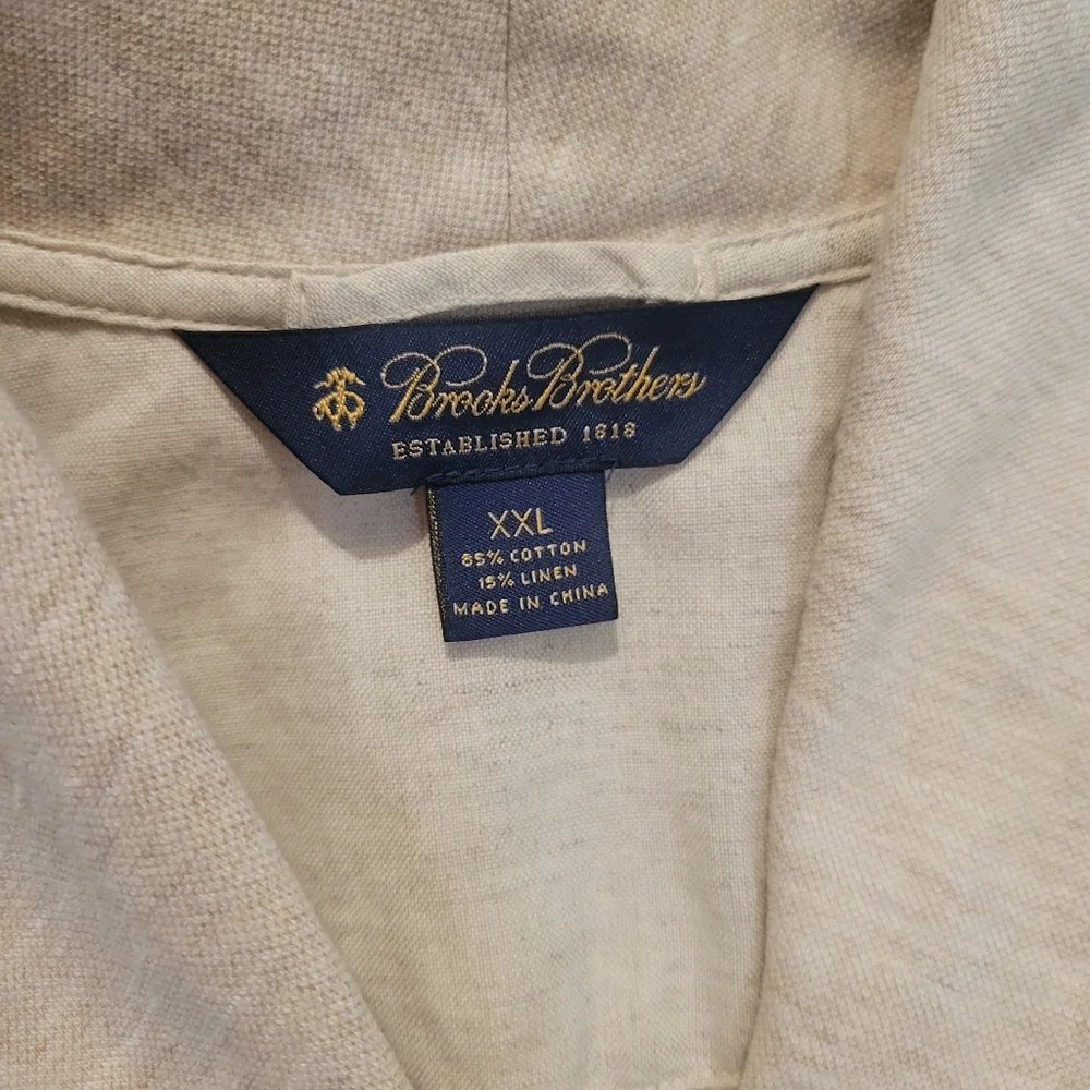 Brooks Brothers Men's Cotton Linen Beige Cardigan size XXL Academia Grandpa Lux